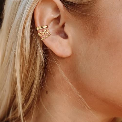 Image of Ear Cuffs Non Piercing Chunky Ear Cuff Earrings for Women Non Tarnish Clip on Cartilage Earrings Trendy Jewelry No Pierced Ears Fake Earring Set Fashion Accessories Jewelry Birthday Gifts