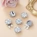 Rytenz 6 Pcs 20mm Detachable Rhinestone Button Covers Sliver Flower Crystal Clips for Clothing Embellishments DIY Craft Decor (Silver -7)