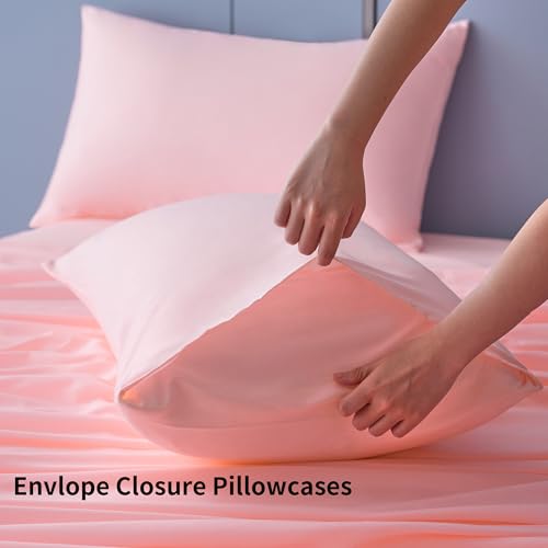 Image of Best Season 4 Piece Bed Sheet Set (Queen,Blush Pink) 1 Flat Sheet,1 Fitted Sheet and 2 Pillow Cases,100% Brushed Microfiber 1800 Luxury Bedding,Deep Pockets,Extra Soft & Fade Resistant