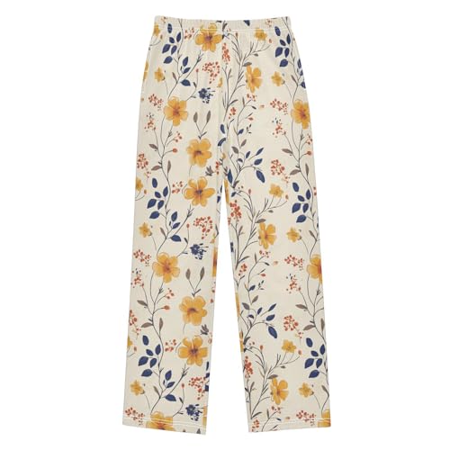 Boys' Pants Simple Bohemian Wildflower Long Bottoms Jogger Pants Elastic Waist Trousers with Pockets S-XL