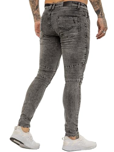 989Zé ENZO Mens Skinny Fit Jeans Casual Stretch Ripped Biker Denim Pants2