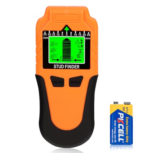 Leitungssuchgerät Wandscanner 6 in 1 - Verbesserter Bolzendetektor mit LCD-Display & Audio-Alarm, genauer Wandsensor für Holz, Metall, AC Live Draht, Balken, Rohr & Kabelerkennung