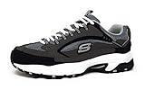 Skechers Sport Men's Stamina Nuovo Lace-Up Sneaker,Charcoal/Black,11 XW US