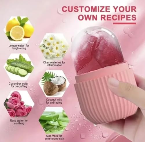 Rolo de gelo para rosto, massageador facial de cubo de gelo, molde de gelo reutilizável para o rosto