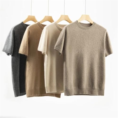 Men's Round Neck Pullover Spring Summer Solid Color Knitted Short Sleeved Half Sleeve Sweater2