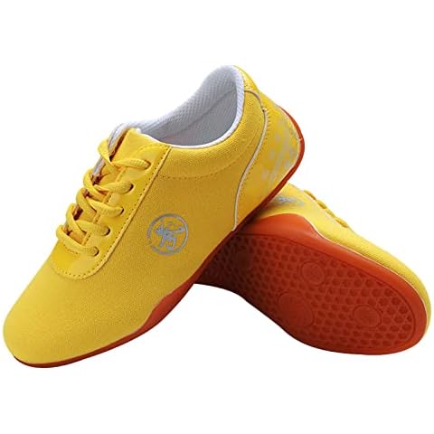 Tai-Chi Shoes Breathable Canvas Shoes Comfortable and Light Kung Fu Shoes Performance Martial Arts Training Shoes Sport Martial Arts Shoes Running Shoes for Children Teenager (Size:32 EU,Color:Yellow) Cover
