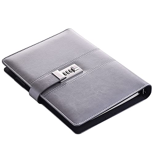 Diario aziendale B5 con lucchetto a combinazione, 100 fogli/200 pagine, diario di viaggio per genitori, amici, bambini, classico, vintage (grigio)