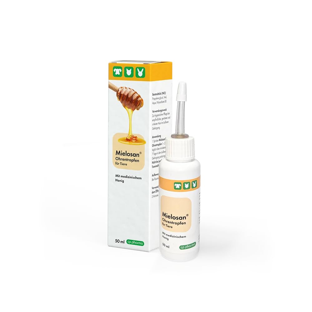 cp-pharma Mielosan Ohrentropfen 50ml | Ohrenpflege mit medizinischem Honig für Tiere