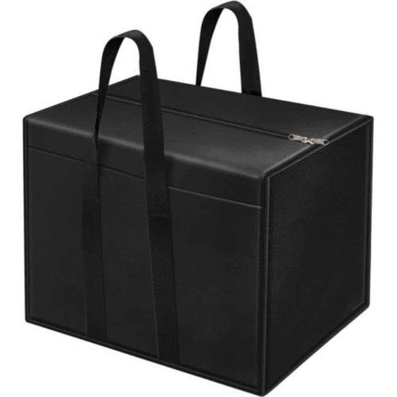 QUAIL Moisture Proof Multi-Purpose Blanket Storage Bag, Clothing Storage Organizer, Toy Storage, Stationery Paper Storage Bag with Zipper & Strong Handle (Black, Pack of 3) 1