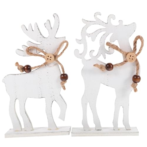ULTECHNOVO 2 Stück Rustikale Holz Rentier Dekoration für Weihnachten...