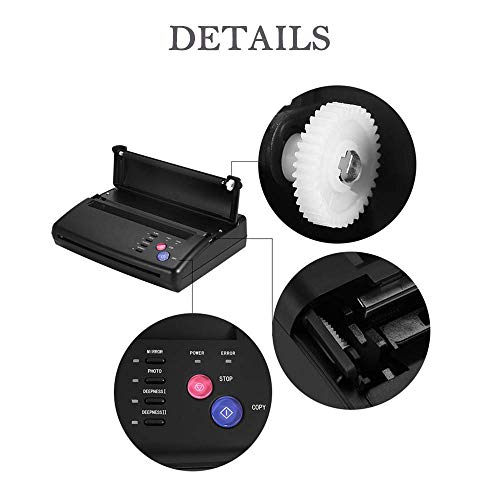 Carejoy Tattoo Transfer Machine,Pro Black Tattoo Printer Drawing Thermal Stencil Maker Copier For Tattoo Transfer,Thermal Stencil Paper Maker with Functional Buttons-US Shipping - Thumbnail 4