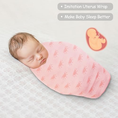 Image of Viviland Muslin Swaddle Blankets, Breathable and Skin-Friendly Baby Receiving Blankets, 2-Pack Sun, 47 x 47 inches