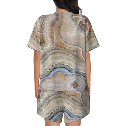 Pyjama femme bleu pâle Onyx Stone ensemble short manches courtes - 3