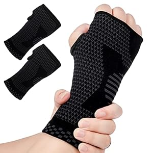 2pcs Copper Compression Hand and Wrist Sleeves Brace, Wrist Support Sleeve for Men & Women, Left/Right Palm Hand Support for Sports, Typing, Hand Instability, Relieve hand & Wrist Discomfort (M)