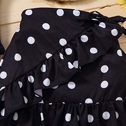 Toddler Baby Girl Sleeveless Elastic Ruffle Tube Tops Floral Polka Dot Zebra Skirts Summer 2Pcs Outfits Dress (Black,4-5T,) #TOP4