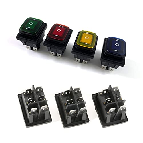 Interrupteur à bascule KCD4-203 DPDT 16A 6 broches ON-OFF-ON étanche avec LED rouge 220V
