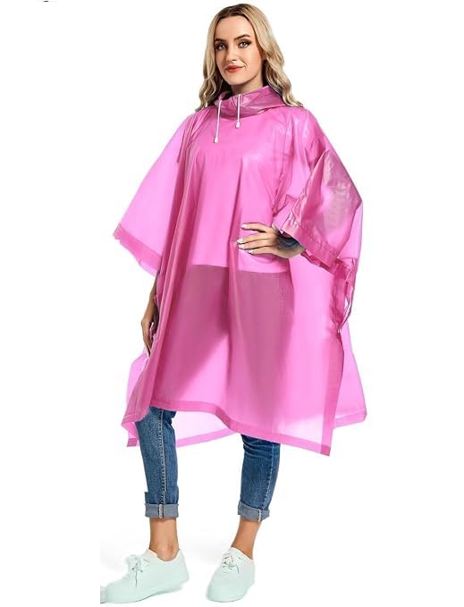 Poncho Raincoat Transparent Hooded Water Resistant Rain Jacket with Sleeves for Women Men Camping Rainy Season Travel-image-12