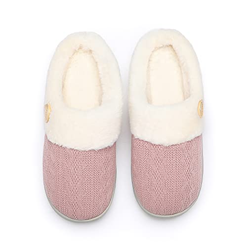 Chantomoo Womens Slipper Warm Comfy Memory Foam House Slippers Knitted Shoes Faux Fur Lined Anti-Skid Rubber Sole Bedroom Cozy Indoor Outdoor Slippers - Image 6