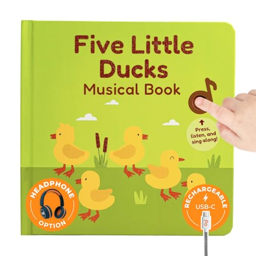 Cali's Books Five Little Ducks Nursery Rhymes Book for Toddlers - Sound Books for Toddlers 1-3, Headphone Jack, Musical Book with Sound Button and 6 Songs
