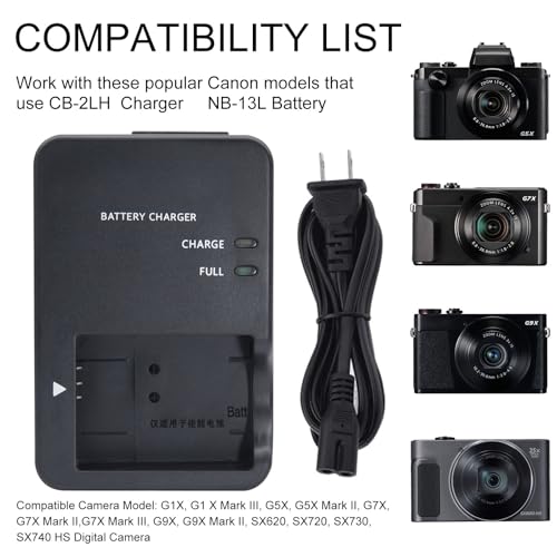 image for Contwey NB-13L CB-2LH Battery Charger for Canon: Compatible with CB-2L