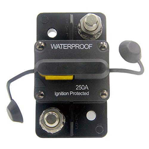 Zookoto 250 Amp Circuit Breaker, Marine Trolling Motors Boat Atv Manual Power Fuse Rest, Waterproof (250A) 12V-48Vdc (No Manual Button Disconnect) #TOP22