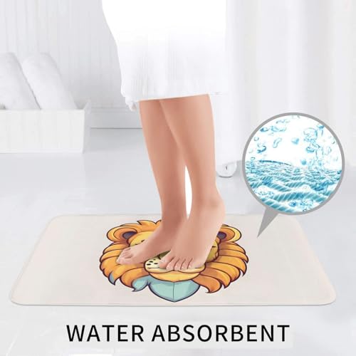 Tapis de bain antidérapant lot de 3 absorption maximale motif lion - 7