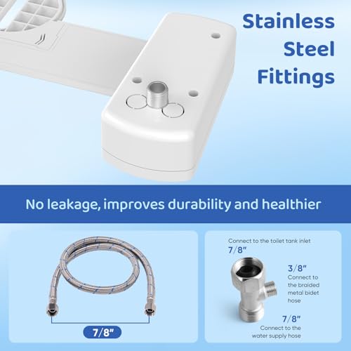Image of Bidet Attachment for Toilet Seat, Ultra Slim | Easy Control | Adjustable Water Pressure | Non-Electric Self-Cleaning Dual Nozzle | Cold Water Bidet for Frontal & Rear Wash, Bamboo Knob