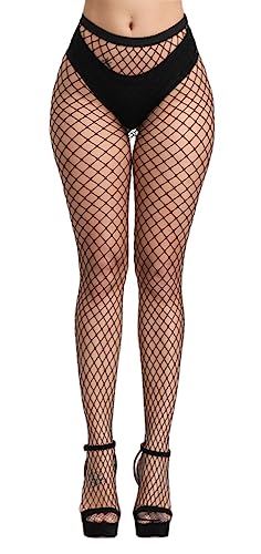 Image of Simply Joshimo Womens Fishnet Black Net Tights Elasticated Pantyhose (Large Hole/Diamond)