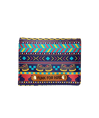 Image of Funk For Hire Unisex Multicolor PU Leather Card Holder Wallet with Coin Pouch, 6 Card Slots, Cash Compartment - Compact Bifold Faux Leather Mini Wallet Organizer