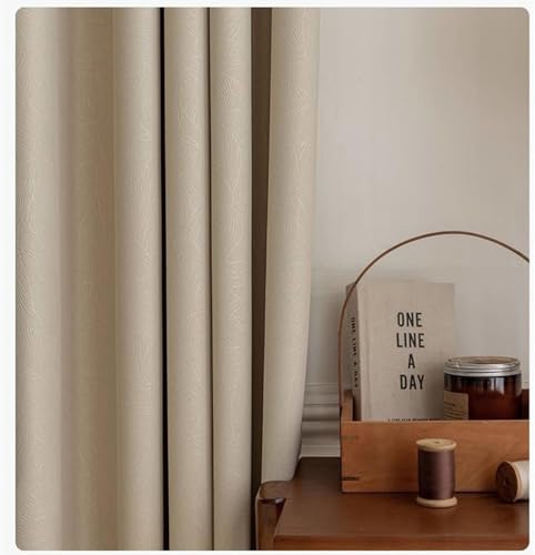 ANAZOZ Cortina Cocina Ventana Ojales,2 x 137W x 214H CM,Cortinas Opaca Blackout 2 Paneles Color Sólido Cortinas de Habitacion Beige