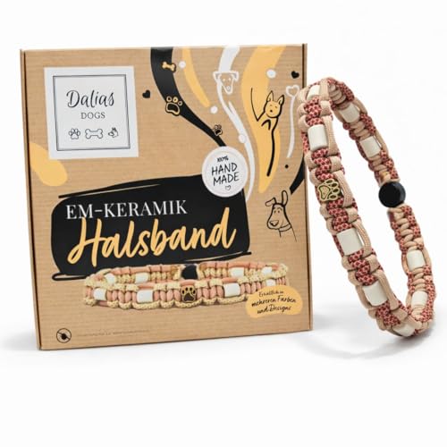 EM-Keramik-Halsband für Hunde & Katzen - Maßanfertigung EM-Band Original US-Paracord (Unter 20 cm, Bordeauxrot)