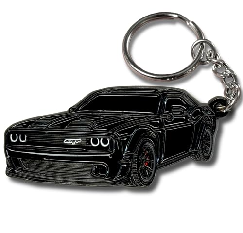 FOUR WHEEL BEAST DODGE Challenger Keychain – Officially Licensed Dodge Accessories Key Chain for RT SRT Cool Toy Car Men Gift (Black)