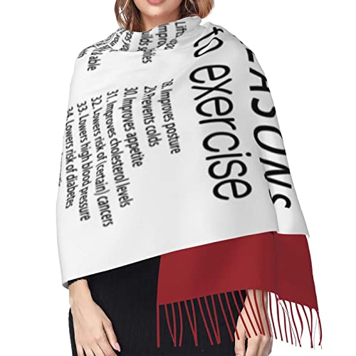 Birthday Ideas for Women,Red White Reasons To Exercise Motivational Quotes Exercise Fitness Pashmina Shawls and Wraps4
