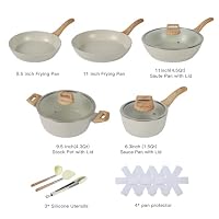Ceramic Cookware Sets 15PCS Pots and Pans Set Non Stick (white15) — image 2