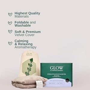 Glow Heating Pad with Flaxseed & Lavender for Hot & Cold Therapy, Microwavable Heat Pad for Back, Neck, Shoulder, Knee, Leg & Menstrual Cramp Relief, Washable & Reusable, One Size Fits All Glow Heating Pad with Flaxseed Lavender for Hot Cold Therapy Microwavable Heat Pad for Back Neck Shoulder Knee Leg Menstrual Cramp Relief Washable Reusable One Size Fits All