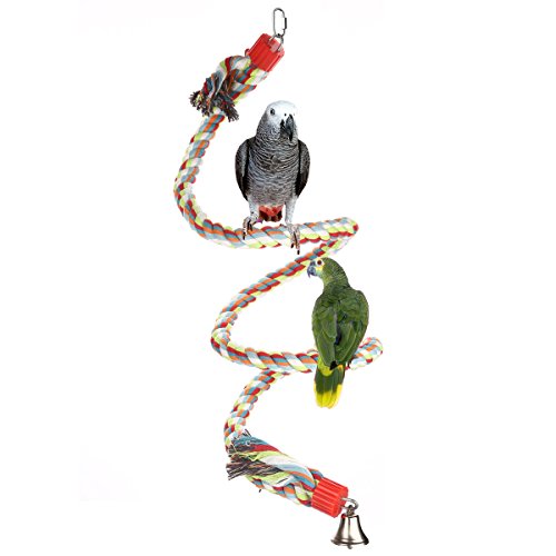 Jusney Bird Perch, Large Parrot Toys 63 Inch Climbing Rope Bungee Bird Toys #TOP23