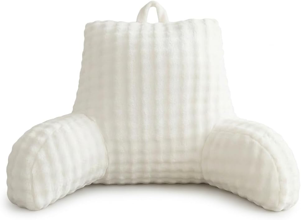 Reading Pillows for Sitting in Bed Kids/Teens/Adults, Velvet Back Pillow Bed Sitting Up, Back-Rest Support Cushion for Sit Up on Couch, Sofa, and Floor, Dorm Essentials (Grey, Standard)