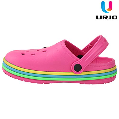 Image of URJO Rainbow Kid's Clogs /Sandals with Adjustable Back Strap Ultra Soft & Flexibility Anti Skid Comfortable Waterproof Daily Mules Clogs /Sandals Boy's & Girl's