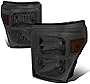 [Halogen Model] Factory Style Headlights Assembly Compatible with Ford F-250 F-350 F-450 F-550 Super Duty 11-16, Smoked Lens Amber Corner