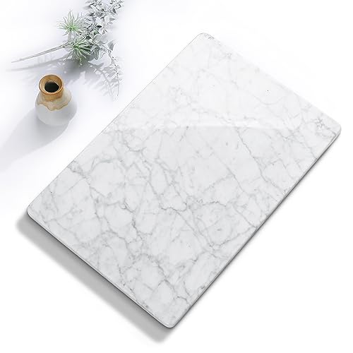 Tabla de mármol blanca rectangular 40x27 cm con pies antideslizantes miniatura 2