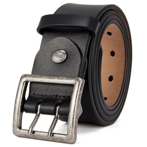 Men's Double-Needle Pin Buckle Belt Vintage Jeans Leather Belts For Daily Work Wear Casual Belts2