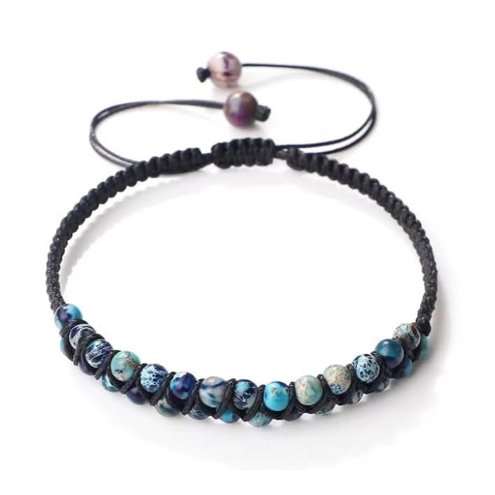 Bracelet perles pierre naturelle 4mm fini les bijoux trop grands avec le cordon