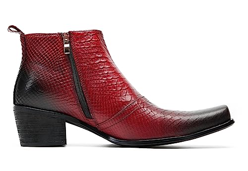 Santimon Men's Western Dress Casual Chelsea Boots - Genuine Leather Cowboy Boots with Buckle & Zipper for Wedding, Disco & Party3