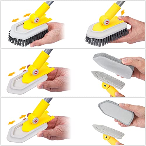Miniatura 4 de 3 En 1 Cepillo De Limpieza, Kit De Cepillo Y Estropajo Para Bañera Y Azulejos Con 119cm Extensible Largo Mango Rotación De 180 Grados Para Bañeras Y En Azulejos Paredes De Baños Techo