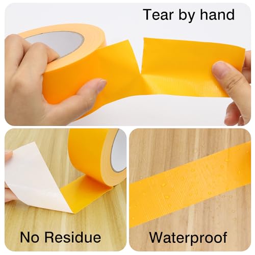 Image of Duct Tape 1 Inch X 44 Yards, 8.5 mil Thickness, Heavy Duty Yellow Duct Tape, No Residue, Waterproof, Tear by Hand for Repairs, Industrial, Professional Use (Pack of 3)