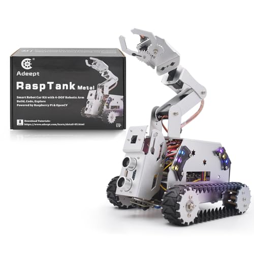 Adeept RaspTank Metal Smart Car Kit for Raspberry Pi 5/4B/3B/3B+(Board Not Included), Tank Tracked Robot with 4-DOF Robotic Arm, Obstacle Avoidance, Line Tracking, with Digital Tutorials - Image 10