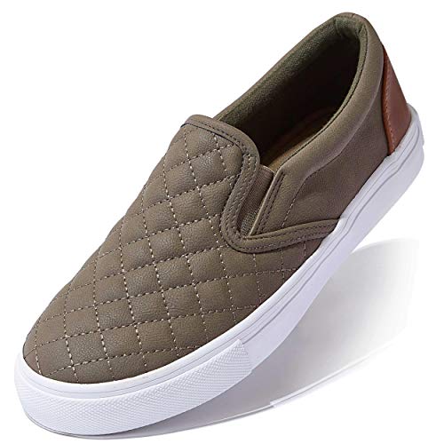 DailyShoes Quilted Casual Slip-on Sneakers Flats Comfort Round Toe Slip On Wild Breathable Driving Shoes Ballet Flat Skate Walking Olive,nb,5