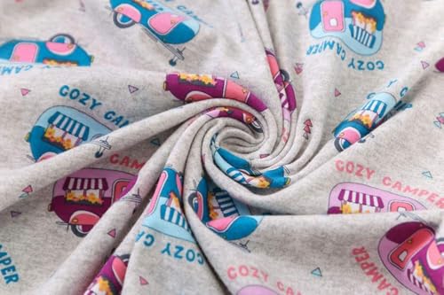 Image of CHUNG Women Cotton Pajama Sets Sleepwear pjs Short Sleeve Shirt Capri Length Crop Pants Cute Vivid Print