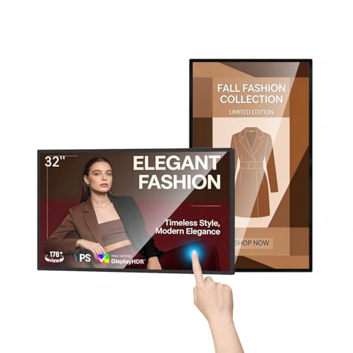 Image of MWE 32 inch Wall Mount Digital Signage, FHD Touchscreen Monitor Android 14, Multi-Touch Screen Smart Split, Commercial Advertising Display, Time Switch, CMS Management, HD-MI / USB / WiFi / for Windows
