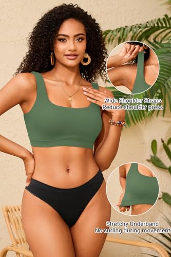Image of Women Sport Bra Swimsuit Top - Swim Bra Bikini Top Only Scoop Neck Bathing Top 2025 Swimwear